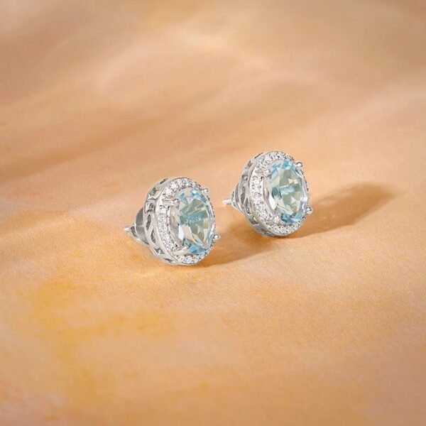 Halo Blue Topaz Earrings